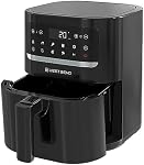 Friteuse à air compacte West Bend 5-quarts avec commandes numériques et 10 préréglages de cuisson, panier de friture antiadhésif, 1500 Watts, Noir