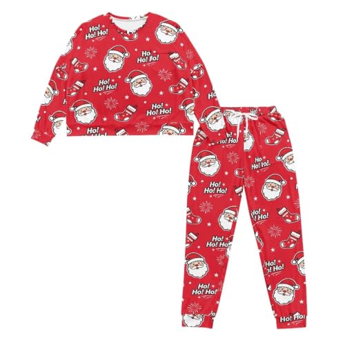 Image of Womens Lounge Set Long Sleeve Soft Pajama Sets | Casual 2 Piece Pj Outfit, Crewneck Sleepwear with Pockets, Adjustable Drawstring, Soft Comfy Fall Pajamas, Plus Size