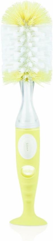 Nuby Bottle Brush 'Natural Touch' with Detergent Dispenser (Colour Random, Pack of 1)