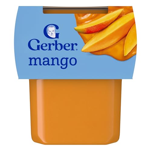 Gerber Stage 2 Baby Food, Mango Puree Tub, No Artificial Colors or Flavors, Baby Puree, 2-Pack