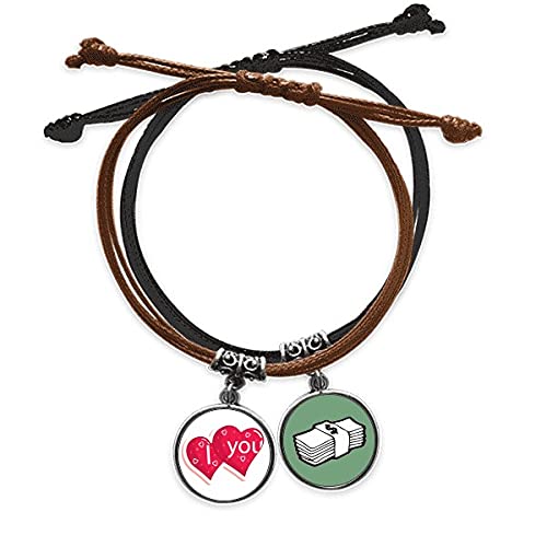 Pulsera San Valentín corazón doble amor cadena de mano cuero trenzado joyería unisex ajustable