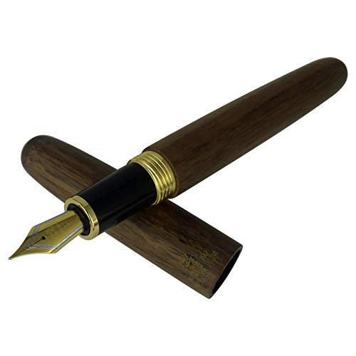 Jinhao Heritage 9056 Wooden Vintage Fountain Pen, Walnut Wood Antique Natural Pens, Fine Nib With Refillable Ink Converter, Handcrafted Collection Gift Case Set #TOP3