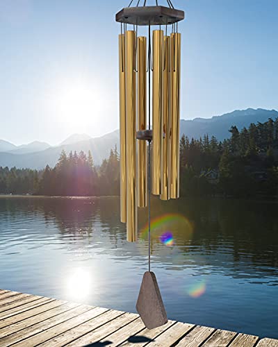 Wind Chimes Outdoor Large Deep Tone, 44 Inches Sympathy Wind Chimes Tuned Soothing Melody, Memorial Wind-Chime With 6 Heavy Tubes For Outside Decoration, Garden/Yard. Bronze #TOP4