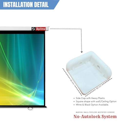 Image of Royality Industries Wall Type /Manual Pull Down Without Locking Projector Screen (10 FEET by 8 FEET = 150'') Full HD 4K, 3D 1080p