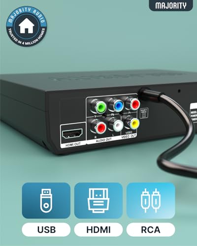 Image of 2026 Model HDMI DVD Player for TV | 1080P Region Free DVD-Players for Smart TV | Mini DVD Player with USB, CD & MP3 | HDMI Cable, RCA Cable & Remoted Control | MAJORITY DVD