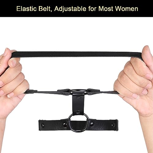 alisikee 2pcs Adjustable Faux Leather Leg Garter Belt, 2 Rows Elastic Punk Thigh Garter for Ladies Black
