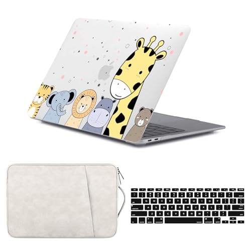 HLAAJJX Etui do MacBooka Air 33.0 cm (model 2017-2010 rok A1466 A1369), twarda obudowa z nadrukiem i pokrowiec na laptopa i klawiaturę do Macbook Air 13.3, urocze przezroczyste zwierzę