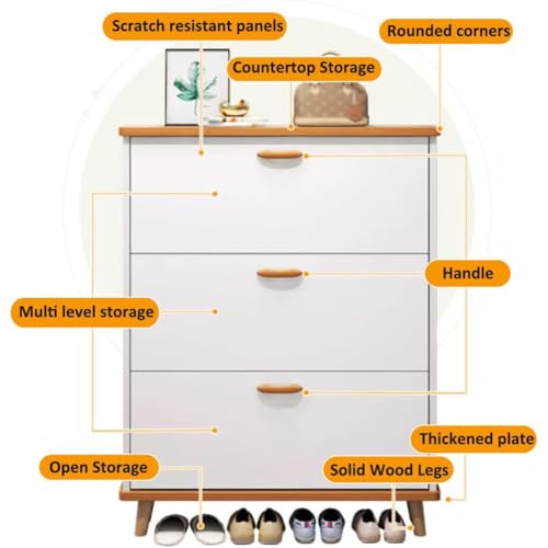 Meuble chaussures basculant gain de place équipé de 3 grands compartiments et plateau