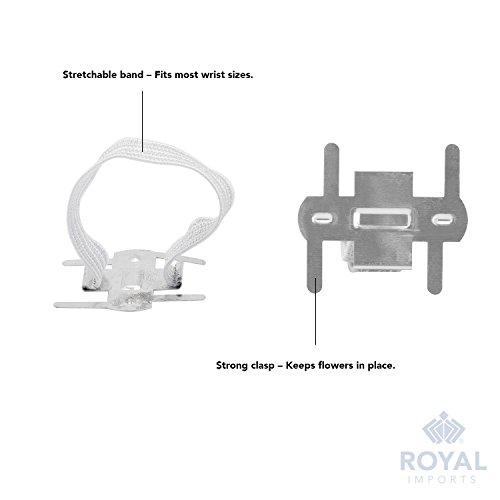 image for Royal Imports Silver/White Corsage Wrist Bands, Elastic Wristlets for 