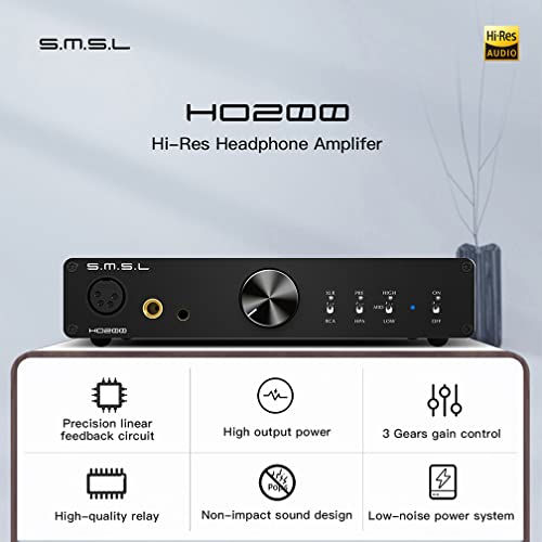 Smsl Ho200 Hi-Res Balanced Headphone Amplifier Low Noise 4Xplfc Rca/Xlr Input 6.35Mm 4.4Mm Xlr Balanced Output Hifi Preamp Headphone Amplifiers With High Mid Low Gain Control For Ao200 #TOP1