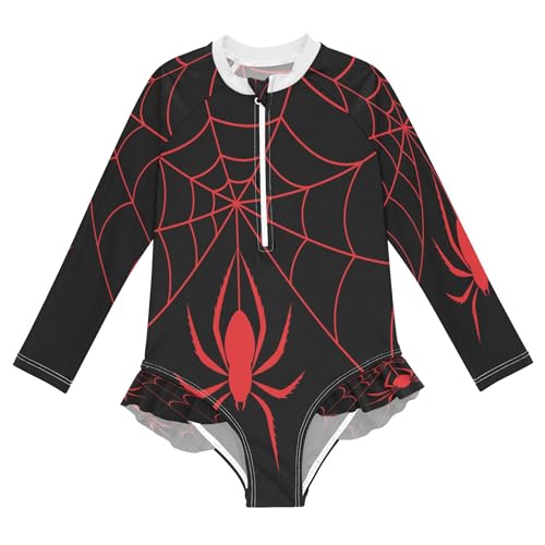Image of Baby Girl Bathing Suit Long Sleeve UPF 50+ One Piece Toddler Swimsuit