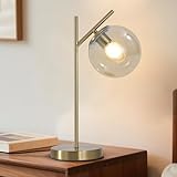 KCO Lighting テーブルランプ おしゃれ 間接照明 卓上 電気スタンド デスクライト ON/OFF スイッチ付き アンティーク 真鍮 ヴィンテージ 北欧 E26対応 リビング 書斎 ベッドルーム オフィス 電球別売り (ゴールド＋アンバー)