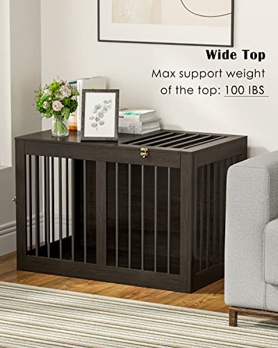 Furniture-Style-Dog-Crate-Wooden-Dog-Crate-End-Table-Double-Doors-Dog-Kennels-Indoor-Modern-Decorative-Dog-Crates-Furniture-Dog-Cage-Side-Table-Chew-Proof-Easy-to-Assemble- Modern Decorative Dog Crates