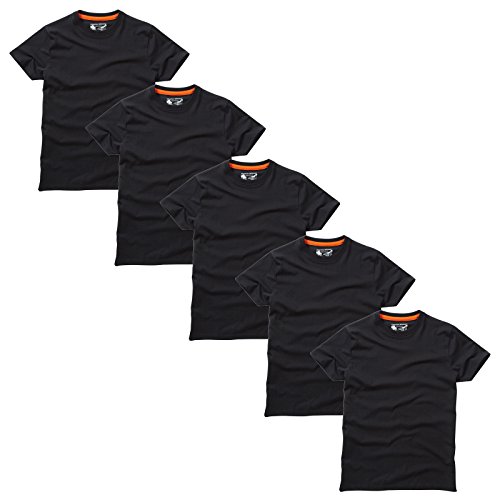 Charles Wilson 5 Pack Plain Crew Neck T-Shirt (Medium, Plain Black)