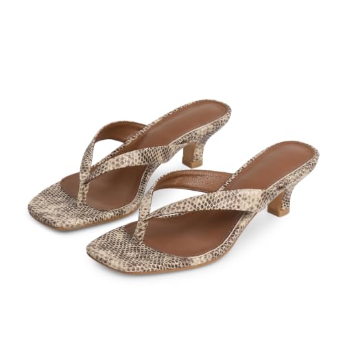 Image of Dsevht Kitten Heels for Women Jelly Square Open Toe Sandals Flip Flop Heel Summer Low Heeled Thong Sandals