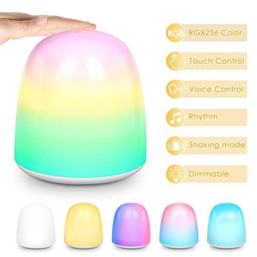 Preisvergleich Produktbild PHYSEN LED Nachtlicht für Kinder, Wiederaufladbares Nachttischlampe mit RGB256 Farbwechsel und Stimmungslicht mit Dimmer und Touch Sensor, Tischlampe zum Lesen, Schlafen und Entspannen