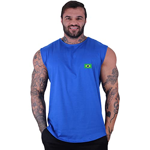 Regata Machão Longline Masculina MXD Conceito Sem Manga Camisa 10 Brasil Bandeira Treino Academia Mu