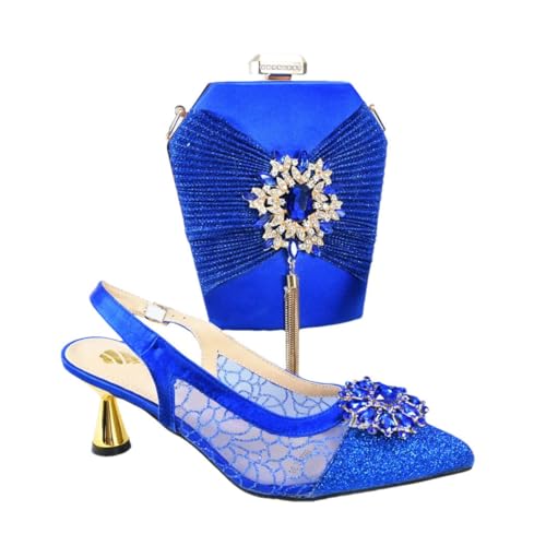 Ensemble de chaussures de mariage bleu marine et pochette assortie taille 41