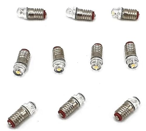 MTS-Line Lot de 10 ampoules LED à visser Blanc 12-24 V E5.5/10 pièces – Chemin de jardin – Pièce de rechange LGB Spare Part