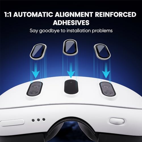 2 Pack Camera Lens Protector and 1 Build-in Lens Cover for Oculus Meta Quest 3 Accessories, Alloy Frame, 9H Hardness Tempered Glass, Anti-Scratch, High Definition, Case Friendly, Silver