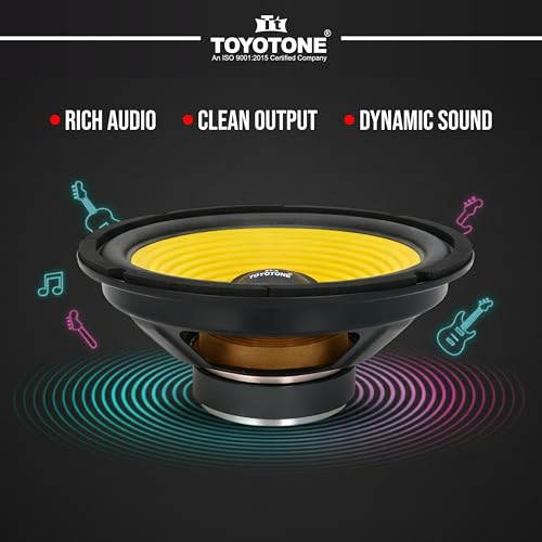 Image of 8 inch Inch Rainbow Yellow Stereo HI-FI Woofer Speaker | Copper Coil | Impedance 4 Ohms | 90 * 17MM Magnet | 40 Watt for Car and Home Audio System (Pack of 1)