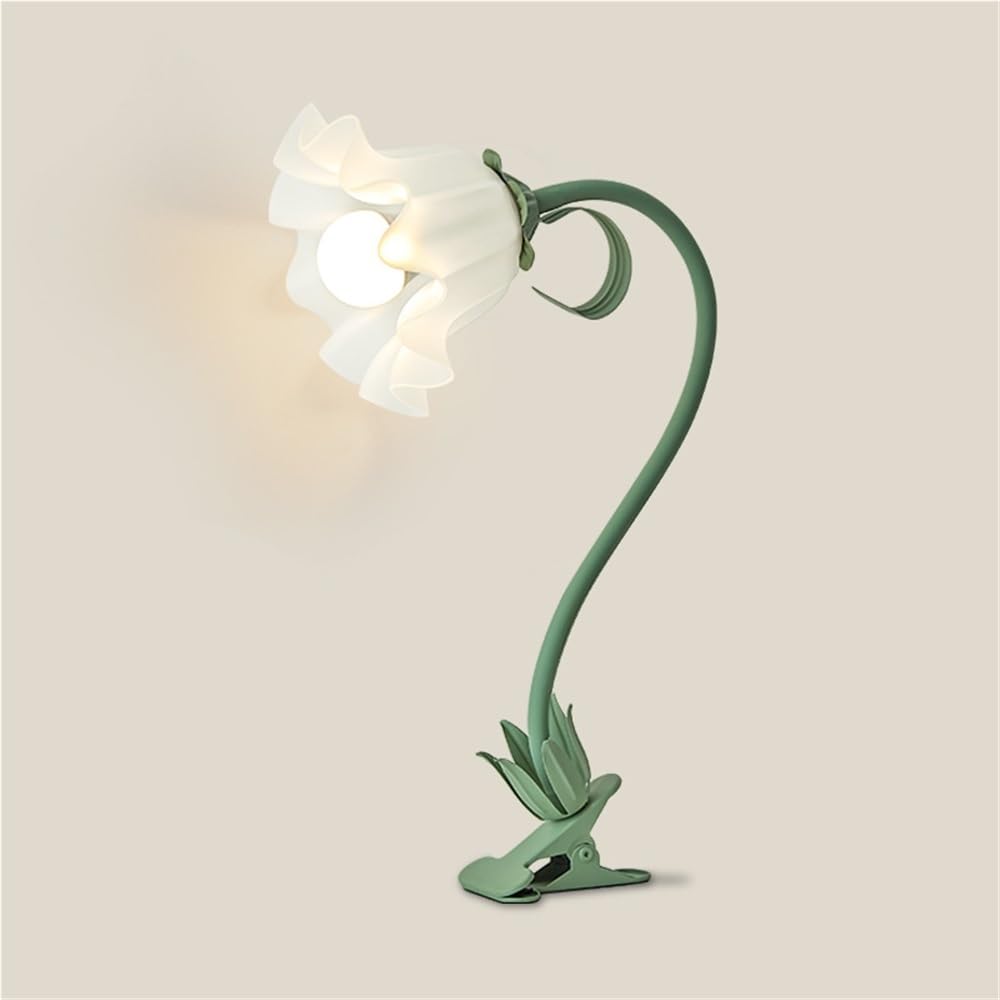 Tischleuchte Nachttischlampe Moderne Tischlampe mit Klemmleuchte, flexibler Schwanenhals, Blumen-Klemmlampe, Schreibtisch-Leselampe, E27, Acryl-Klemmlampen for Schreibtisch, Klavier, Kopfteil, Schlafs