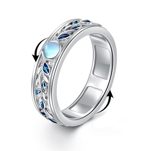 Bague anti-anxiété en argent 925 et pierre de lune POPLYKE pour femme