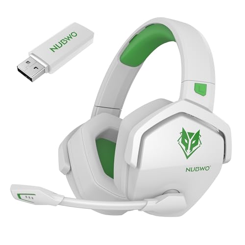 Image of NUBWO Wireless Gaming Headset with Mic for Ps5 Ps4 PC (White and Green)