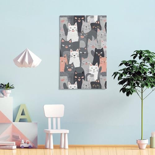 Toile murale imprimée chat gris mignon design moderne vertical 40x60 - 4