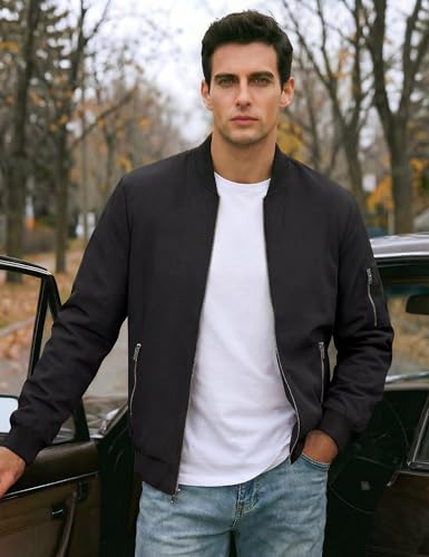 Image of TACVASEN Men's Lightweight Jacket Casual Spring Fall Windbreaker Bomber Zip Up Coat with Pocket