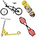 QNFY Mini Vélos, 4 Pièces Planches À roulettes de Doigt Kit Finger Skateboard Bicyclette de Doigt Scooter de Doigt Planche de Balançoire des Doigts Mouvement Jouets Jeux pour Enfants Cadeau (Noir)