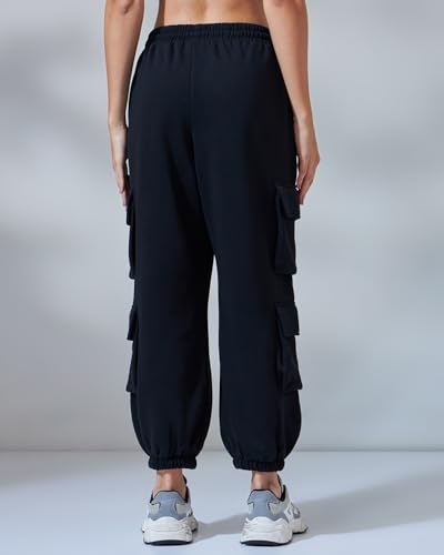 Image of Bewakoof Women's Fleece Super Loose Fit Joggers|Bewakoof Heavy Duty 1.0 | Track pants for woman | Lower for women | Multipurpose | Activewear | Utility Pockets | Lightweight & Flexible Elastic Waist | Casual Joggers | Loose Fit