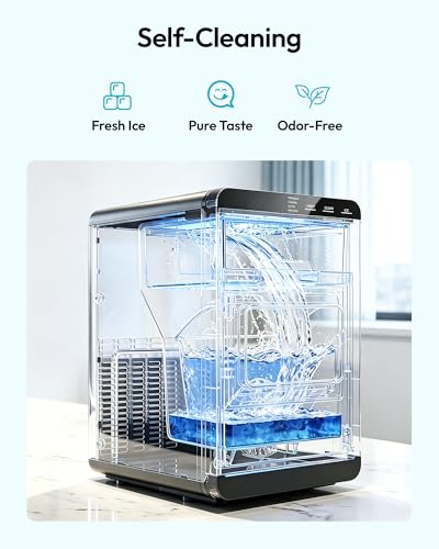 EUHOMY Nugget Ice Maker Countertop, 44Lbs/24H Sonic Ice Maker Machine, Self-Cleaning Pellet Ice Makers with Ice Scoop&Basket, Countertop Pebble Ice Maker for Home/Kitchen/Office