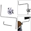 TUOREN Bass Drum Hoop Mount Cowbell Mounting Extension Bracket with Tom Drum Hoop Clamp, 10mm Diameter Cowbell Expansion Stand Z Shape Extension Rod for Cowbell Jam Block Tambourine #3