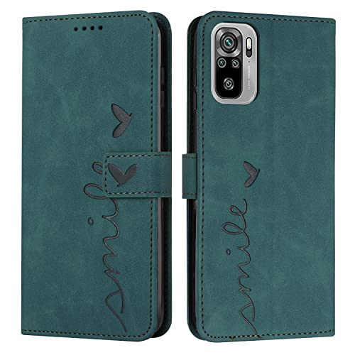 Cover per Xiaomi Redmi Note 10 4G Note 10S Flip Custodia per Note 10 4G Note 10S Protezione Completa Slot per Scheda Funzione di Supporto verde pelle sintetica