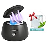 KUNPHY Ultrasonic Retainer Cleaner, 48kHz Denture Cleaner Machine with Cleaning Tablets, Water-Proof Dental Cleaning Pod for Deep Cleaning Night Guard, Mouth Guard, Aligner, Jewelry, Black