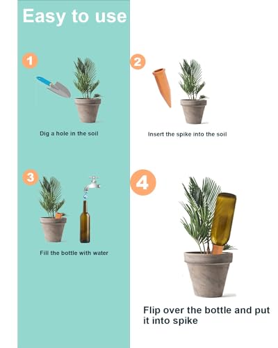 Image of vensovo 10pcs Terracotta Watering Spikes - Automatic Self Watering Stakes, Plant Watering Devices for Wine Bottles Recycled Bottles, Clay Plant Garden Waterers for Vacations | Automatic Self Watering Stakes, Plant Watering Devices for Wine Bottles Recycled Bottles