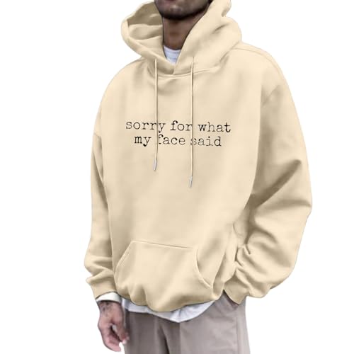 Image of Generisch Fashion Casual Pullover Hoodie for Women Men Soft Fleece Fabric Comfortable Streetwear Sweatshirt with Kangaroo Pocket for Daily and Casual, beige, 3XL