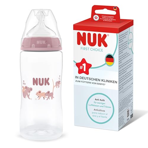 NUK First Choice Babyflasche | 3+ Monate | 300 ml | Anti-Kolik-Trinkflasche | PP | Temperature Control Anzeige | Koala| 1 Stück