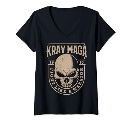 Donna Skull Krav Maga - Combattimento e autodifesa del guerriero Maglietta con Collo a V