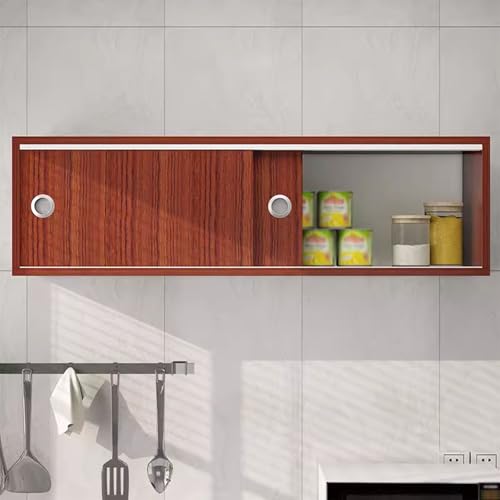 Armario de pared con manija empotrable, puerta corrediza grande, almacenamiento para cocina, baño y sala de estar, armario de pared de madera (C, 80 x 30 x 30 cm)