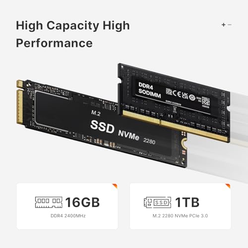 Image of BOSGAME E4 Mini PC, AMD Ryzen 5 3550H (Up to 3.7GHz), 16GB DDR4 1TB NVMe SSD, Small Form Factor Desktop Computer Support Triple Display 4K@60Hz, Dual Gigabit Ethernet for Business, Office, Home