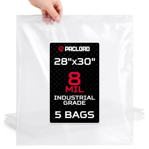 28" x 30" Heavy-Duty Extra Large Zip Plastic Bags Pack, 5 Count