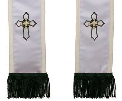 Deluxe Satin Clergy Stole with Embroidered Celtic Knot Cross3