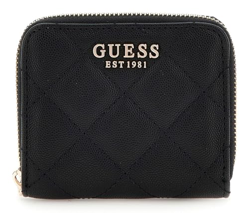 Portefeuille GUESS Eco Carly compact noir zippé pour femme