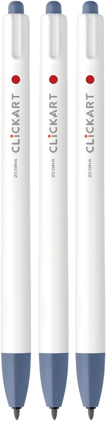 ClickArt Retractable Marker Pen 0.6mm Smokey Blue 6 Pack; Plastic Reusable Pouch