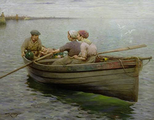 Posters et art pour décoration chambre tableau ramer le bateau style rétro apaisant 60x90