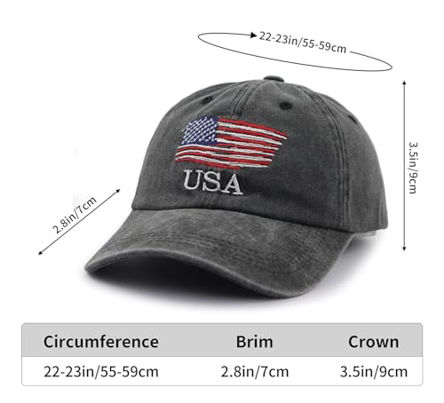 Image of American Flag Hats for Men Women, Embroidered Adjustable Cotton USA Baseball Cap
