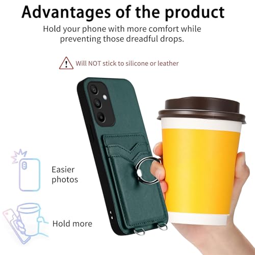 Coque portefeuille Galaxy A16 5G vert cordon mains libres