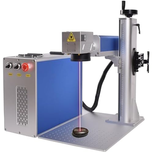 30W Fiber Laser Engraver JPT 30W Fiber Marking Machine with 80mm Rotary Axis Metal Laser Engraving Machine with Red Dot Pointer 7.9x7.9'' (200x200mm) for Metal